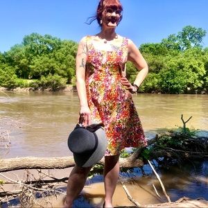 Evan-Picone White Floral Fit and Flare Dress